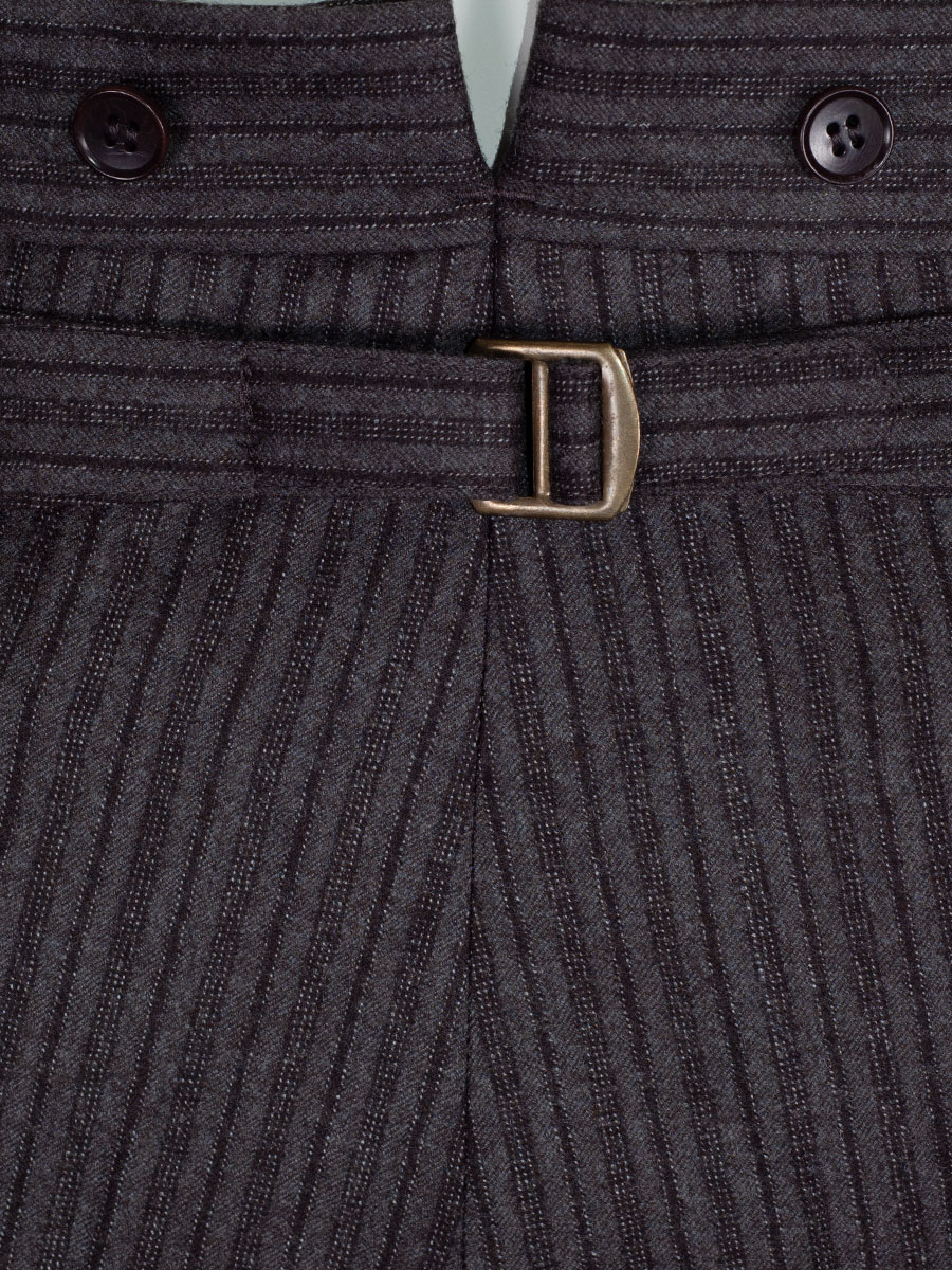 Viererspitz Stresemannhose Jakob, grau-braun, seitlich grünes Paspol #5