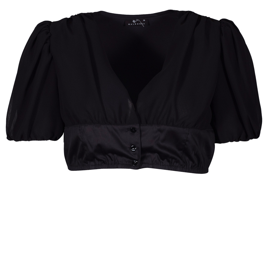 Waldorff Dirndlbluse Malina schwarz, luftig, kurze Arme #1