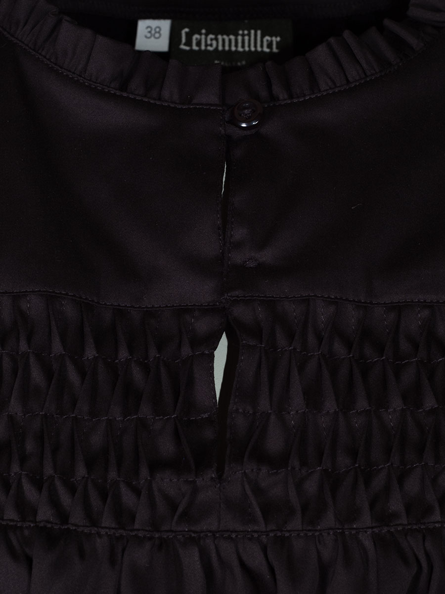 Anna Damenbluse schwarz, Langarm, gesmokter Brustbereich #3