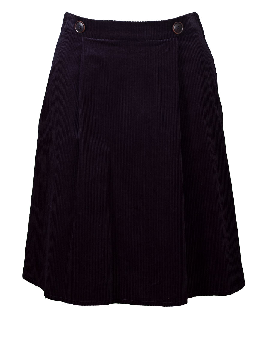 Feli und Hans Damenrock Raja, Cordoptik, marineblau, große Zierknöpfe #1
