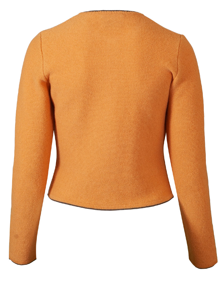 Astrifa Dirndlstrickjacke Finsing, goldgelb, braune Einfassung #5