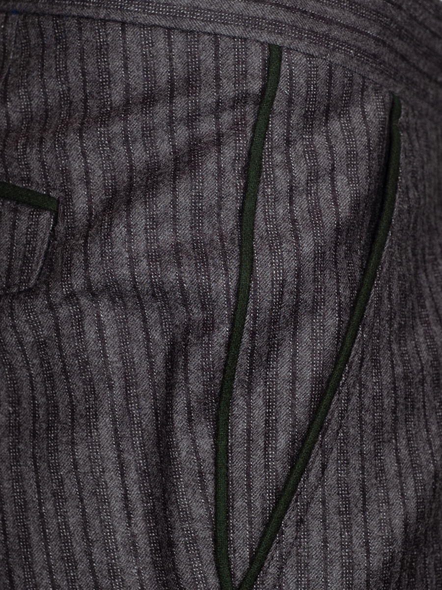 Viererspitz Stresemannhose Jakob, anthrazit, seitlich grünes Paspol #4