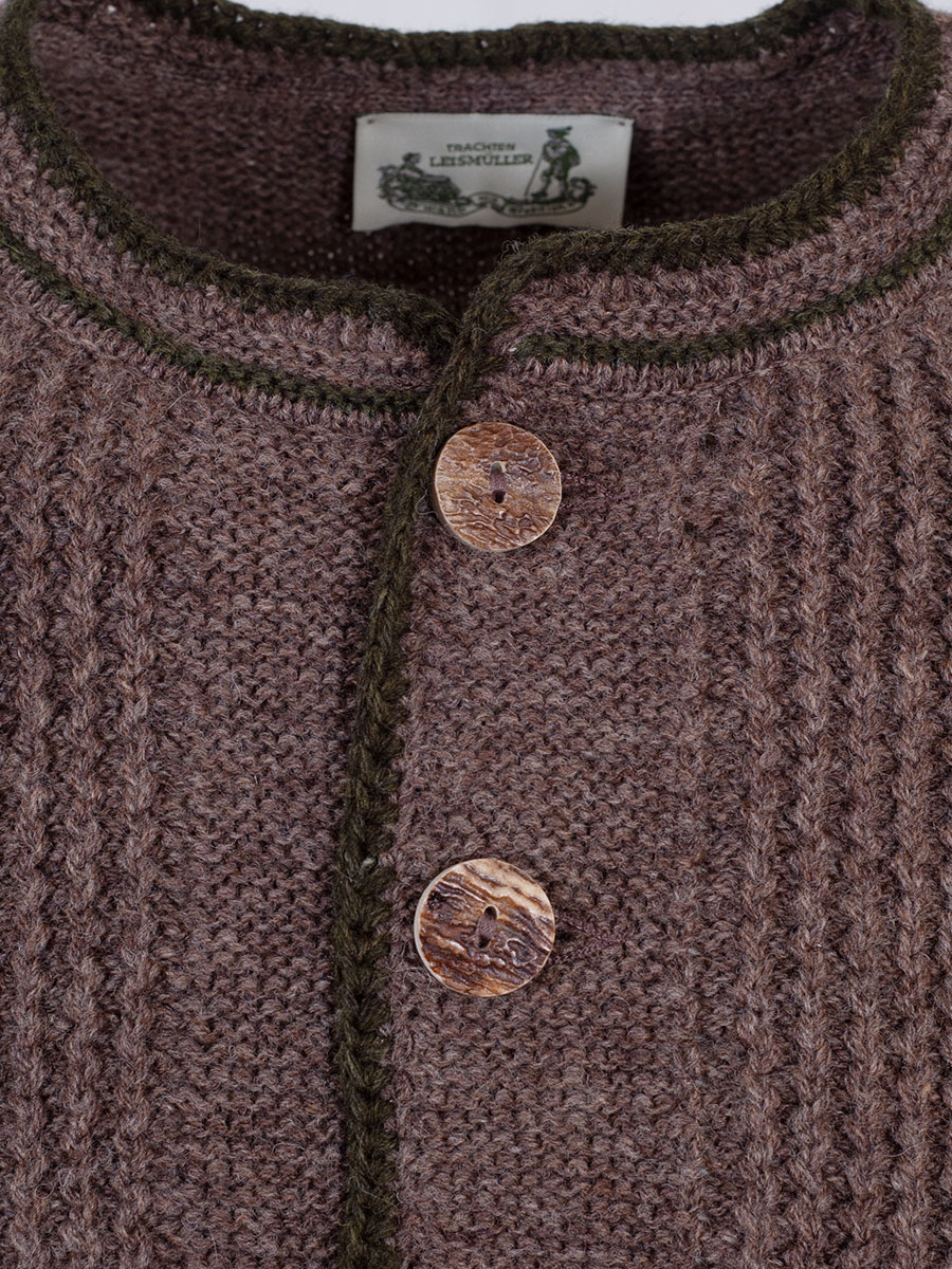 Strickjacke Dominik, mittelbraun, grüne Einfassung #4