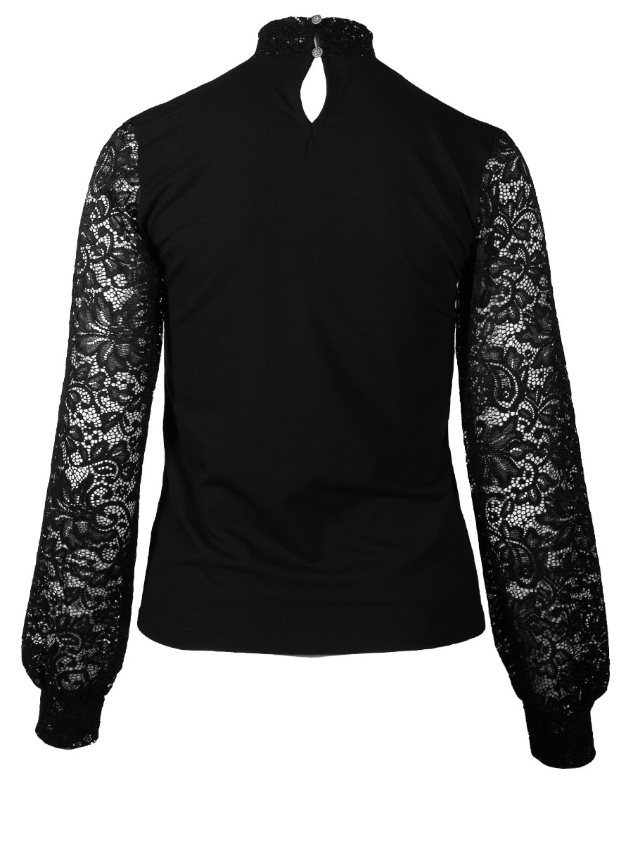 Anna Langarmshirt, schwarz, Spitzenarme #2