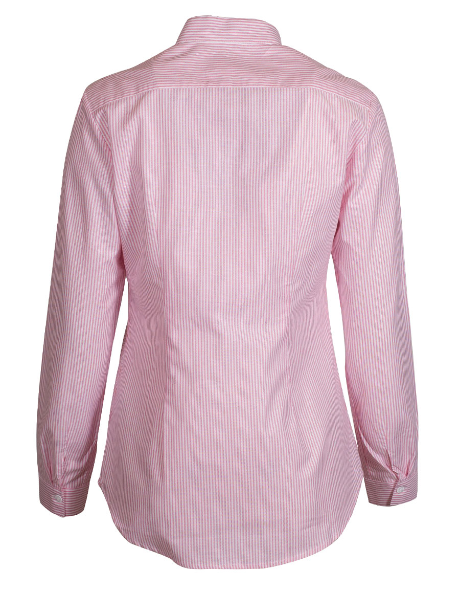 Wallmann Damenbluse, rosa gestreift, Pfoad, Langarm, Stehkragen #2