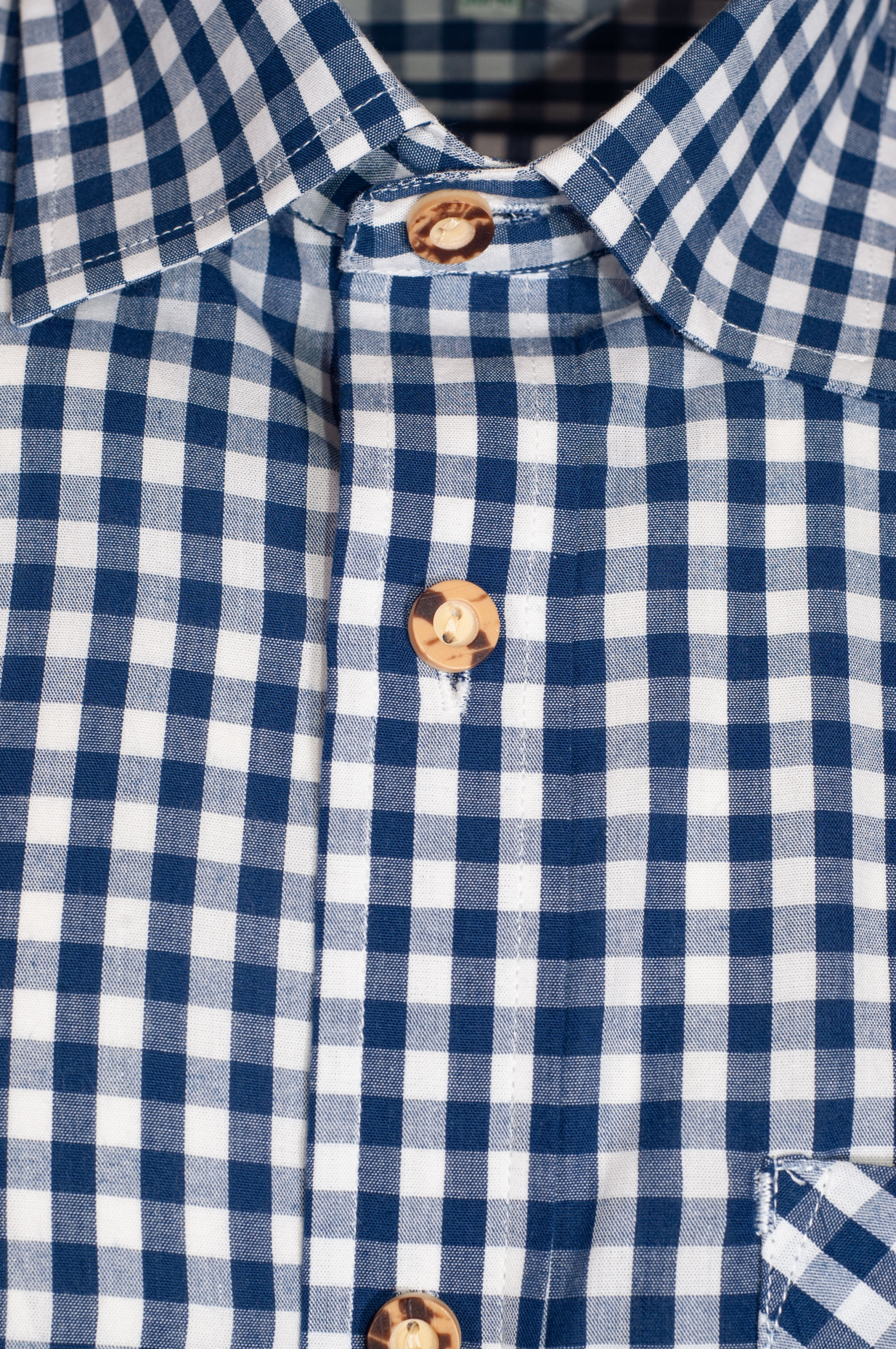 Ederer Trachtenhemd, marine-weiß, kariert, durchgeknöpft #2