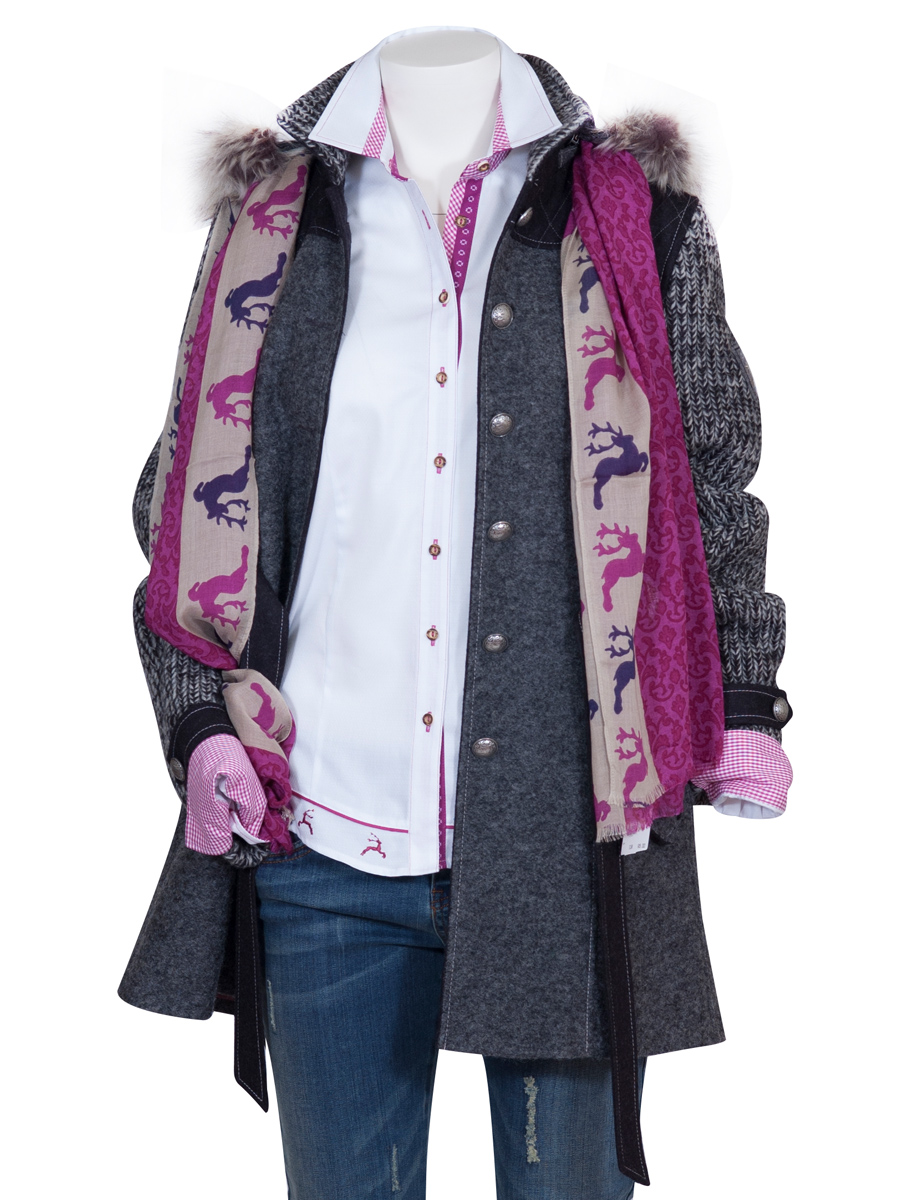 Schloß Orth Outdoorjacke Anke, grau, Strickarme, Lodengürtel #4