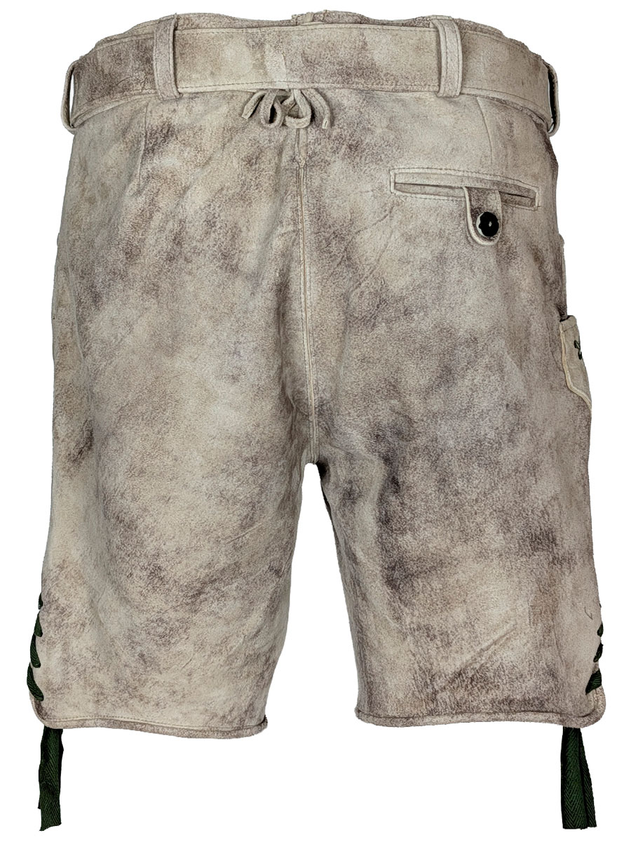 Spieth & Wensky Kurze Lederhose Carvin mit Gürtel, birke, grüner Stick #4