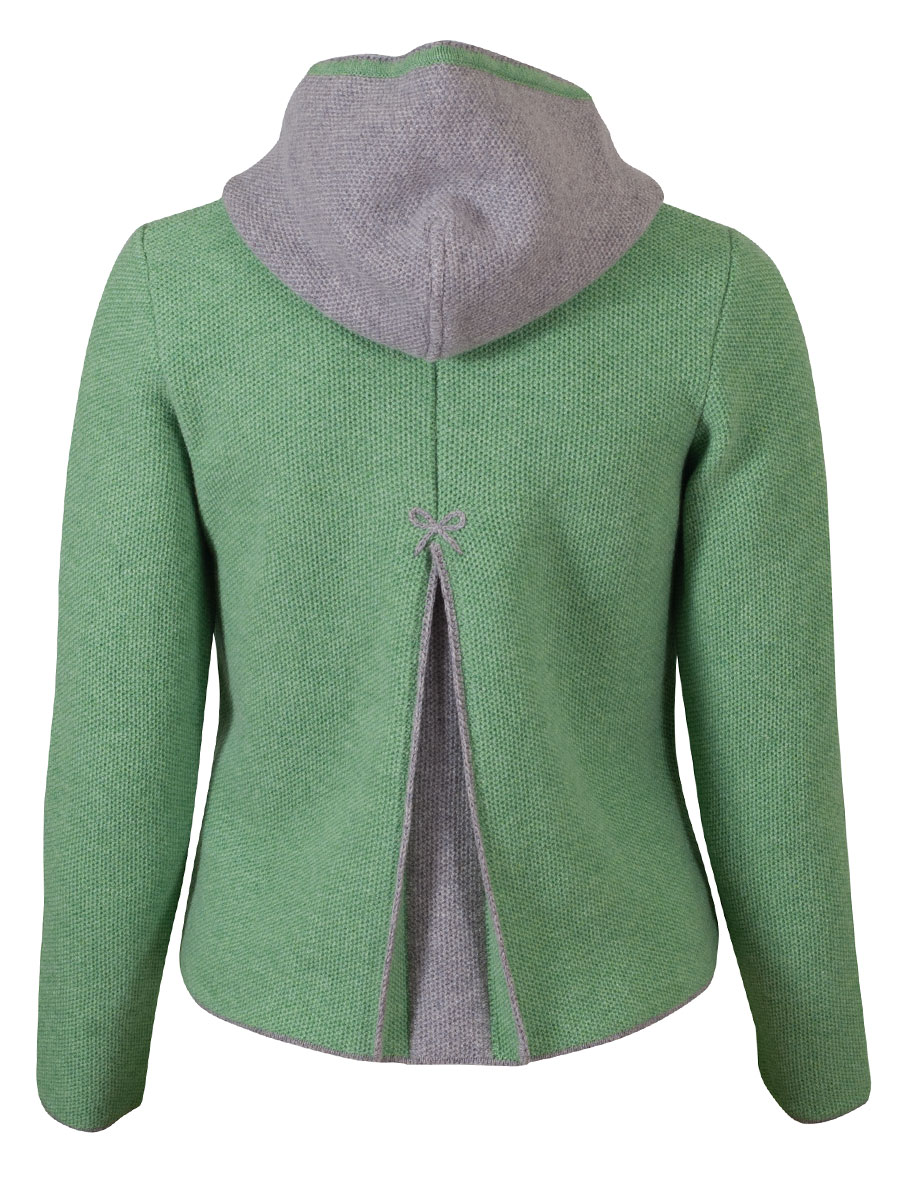 Astrifa Bischofshofen Strickjacke, minze, graue Abschlüsse, Kapuze #2