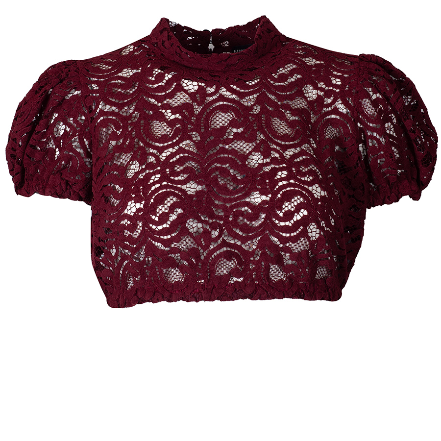 KINGA MATHE Dirndlbluse Pina, bordeaux, semi-transparent, Puffarm #1