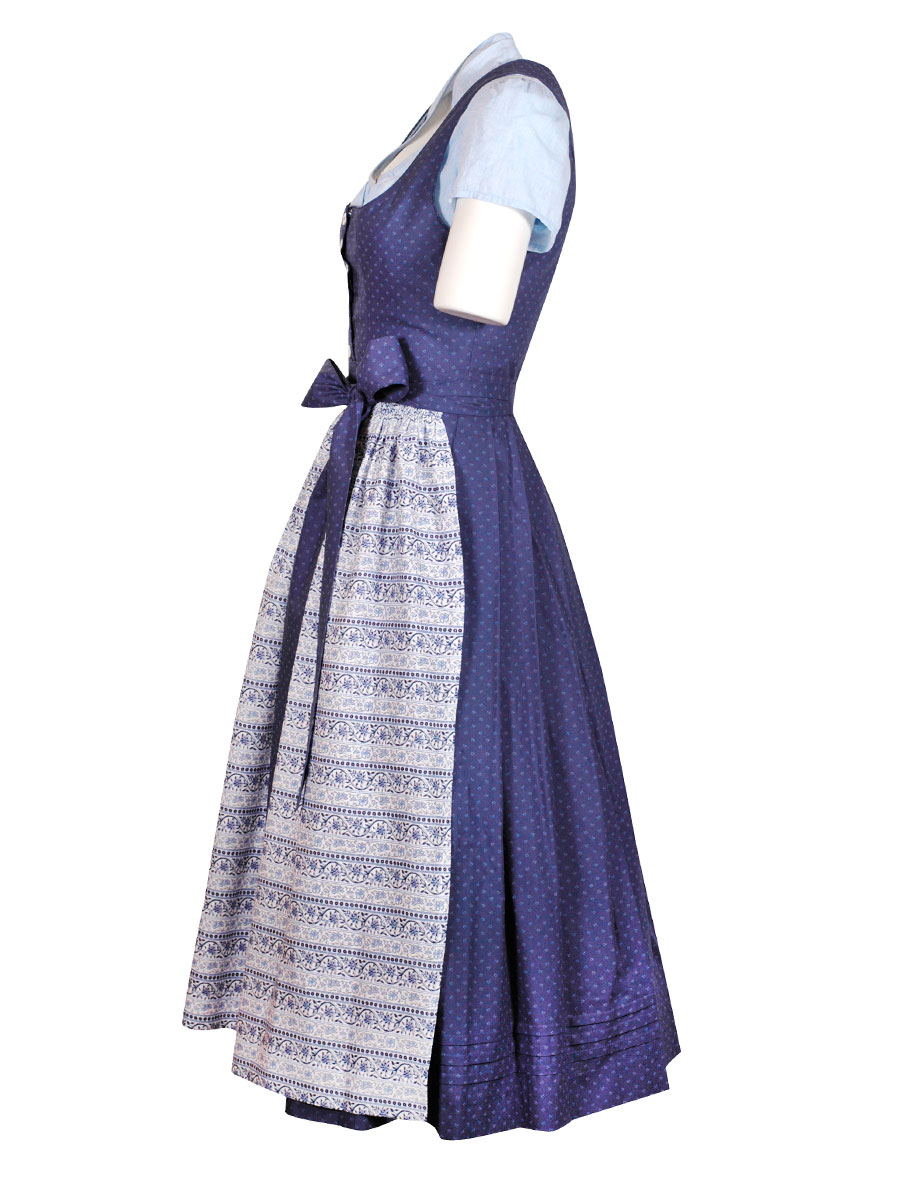 hausg'macht Dirndl Pillersee, blau, gemustert, helle Schürze, 80cm #3