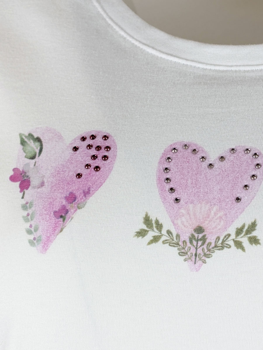 Hammerschmid Shirt Herz, weiß, rosa Herzmotiv, Stretch #2