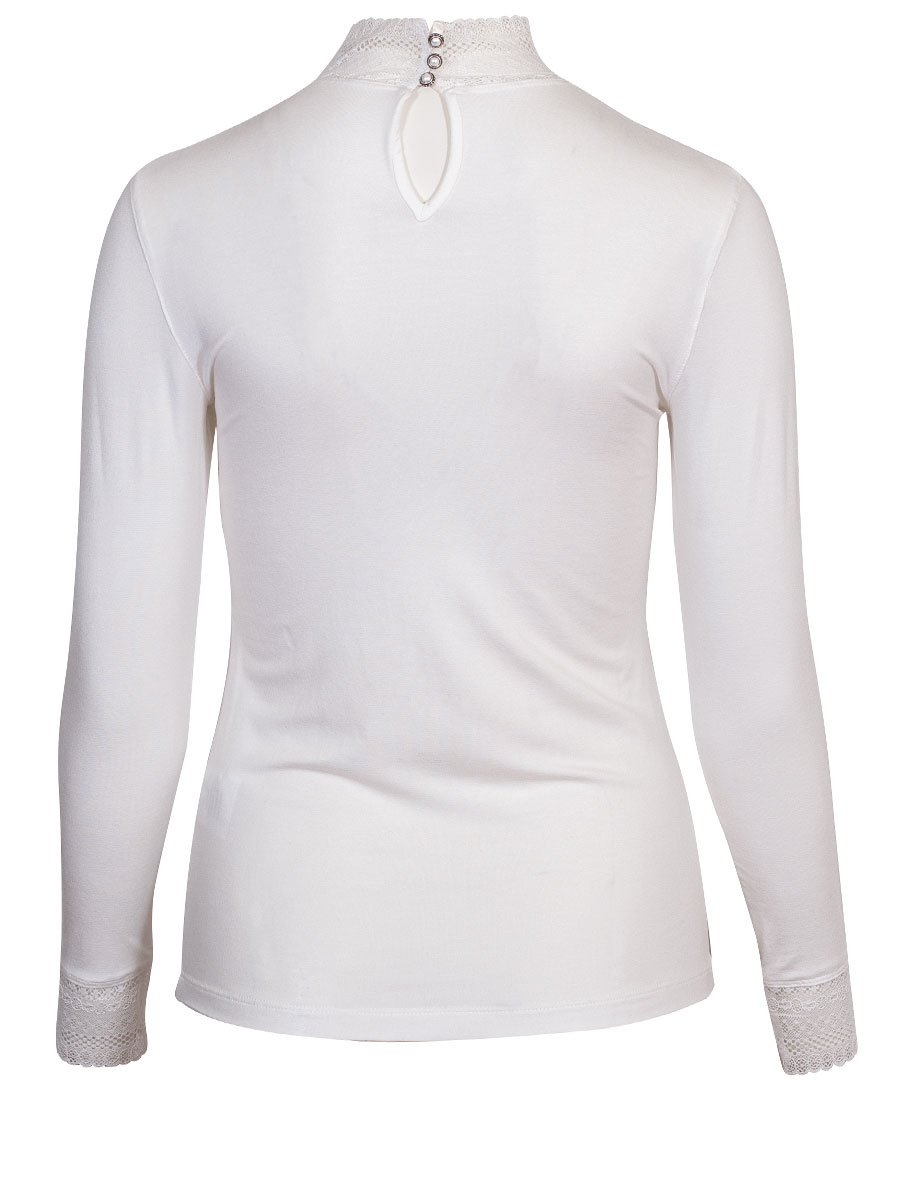 Moser Langarmshirt Parndorf, creme, Spitzenkragen, hochgeschlossen, Stretch #2
