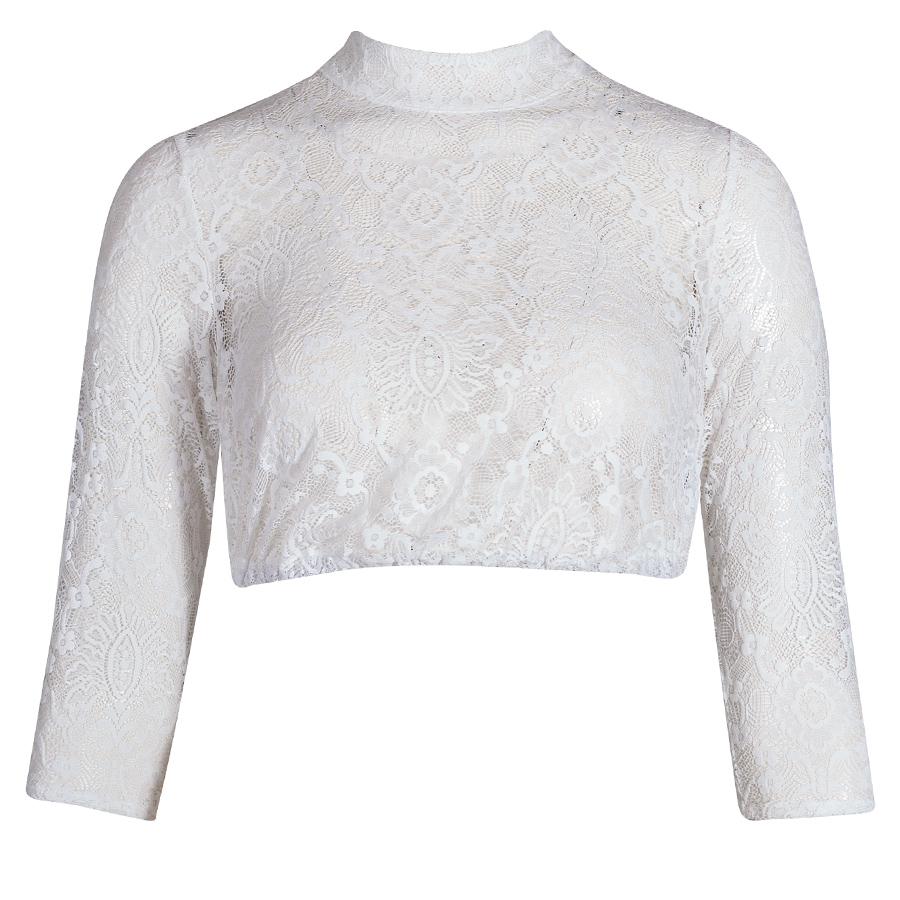 Hammerschmid Babsi Dirndlbluse, hochgeschlossen, Spitze, weiß, 3/4-Arm #1