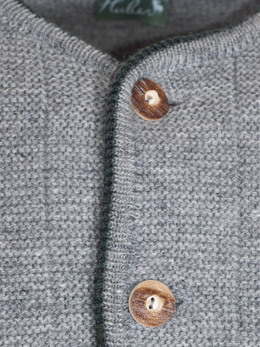 Huber Strickjacke Gerhard, grau mit tanne, Hirschhornknöpfe #3