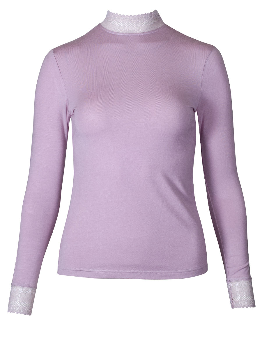 Feli und Hans Langarmshirt Parndorf, flieder, Spitzenkragen, hochgeschlossen, Stretch #1