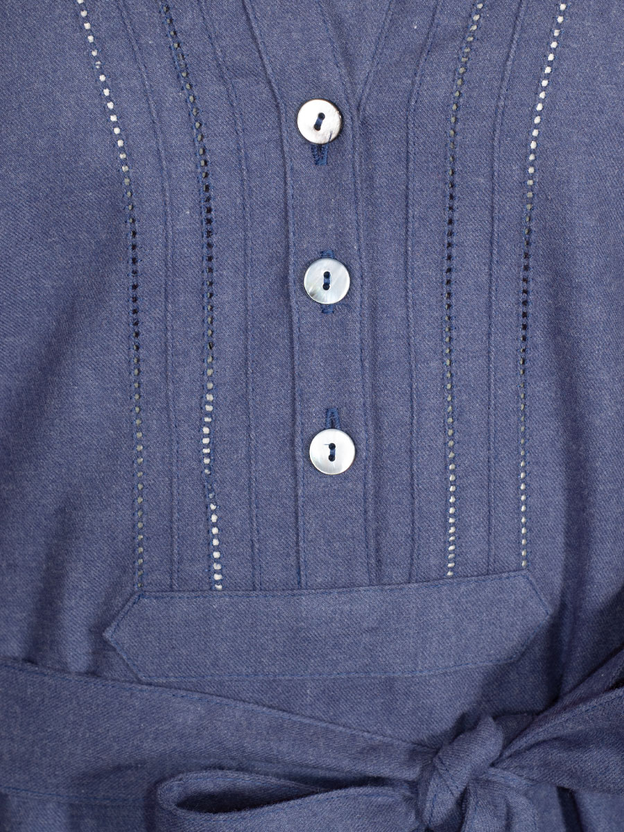 Waldorff Hemdkleid jeansblau, Flanell, Stoffgürtel #3