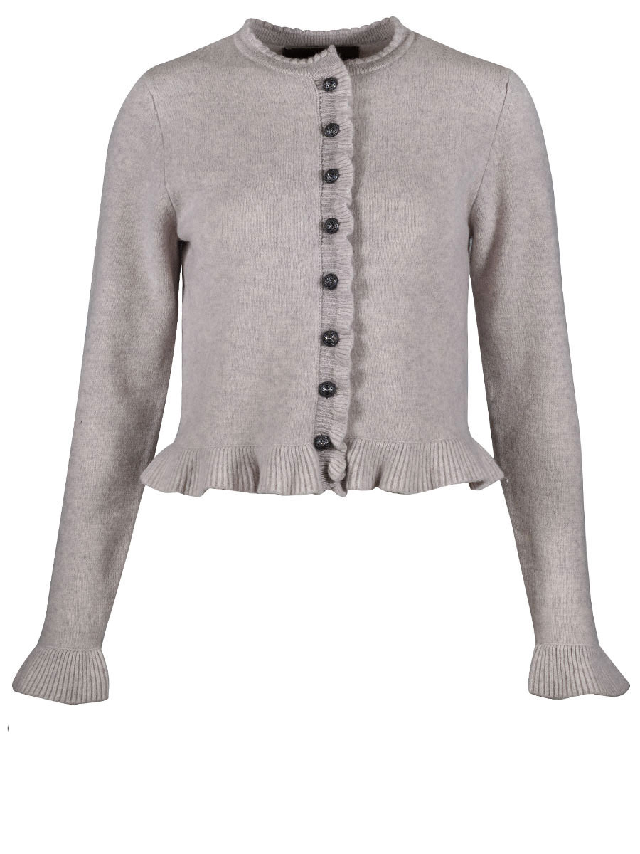 fei scho schee Strickjacke, barley, Rüschenbund #1