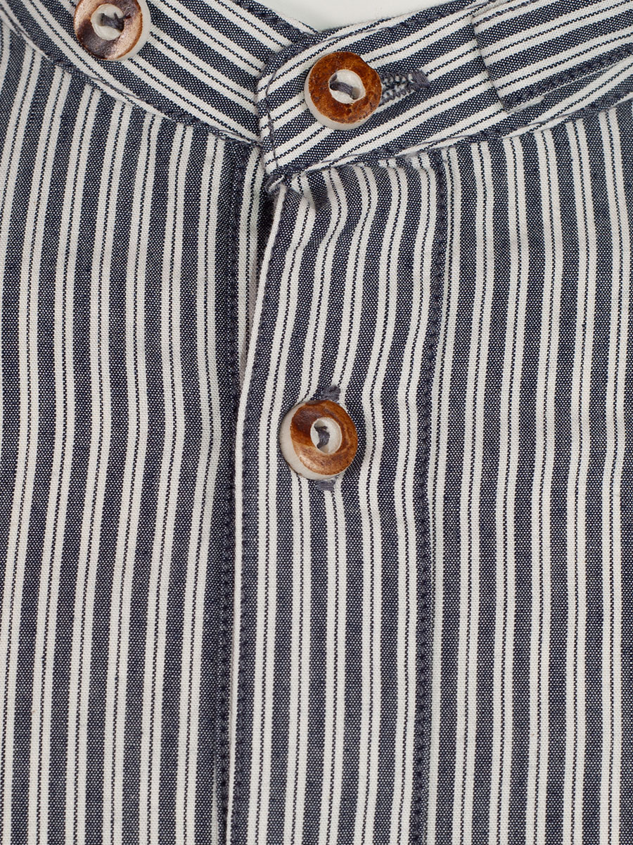 Hammerschmid Trachtenhemd blau, gestreift, Pfoad, Stehkragen #2
