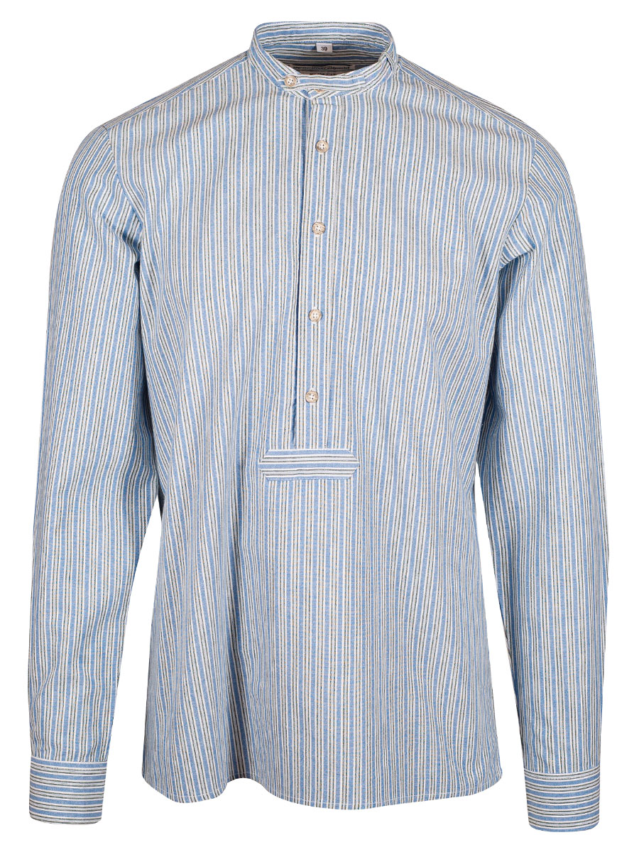 Hammerschmid Trachtenhemd blau-grün gestreift, Pfoad,Stehkragen, Slim Fit #1