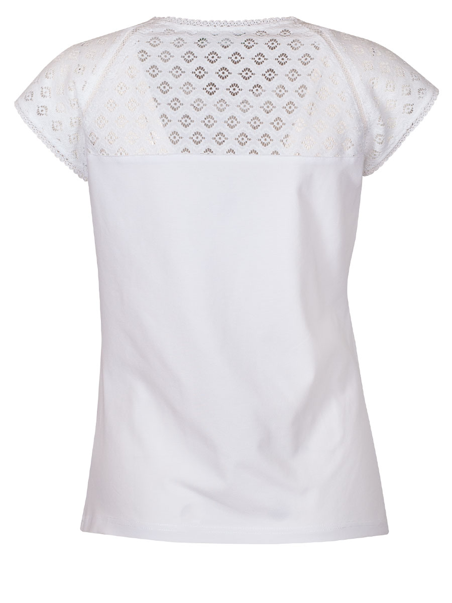 Country Line Damenshirt, Kurzarm, weiß, Stretch, elegant, Rundhals, Spitze #2