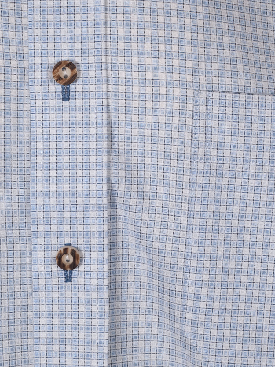 Waldorff Herrenhemd, hellblau, kariert, Liegekragen, durchgeknöpft, Slim #4