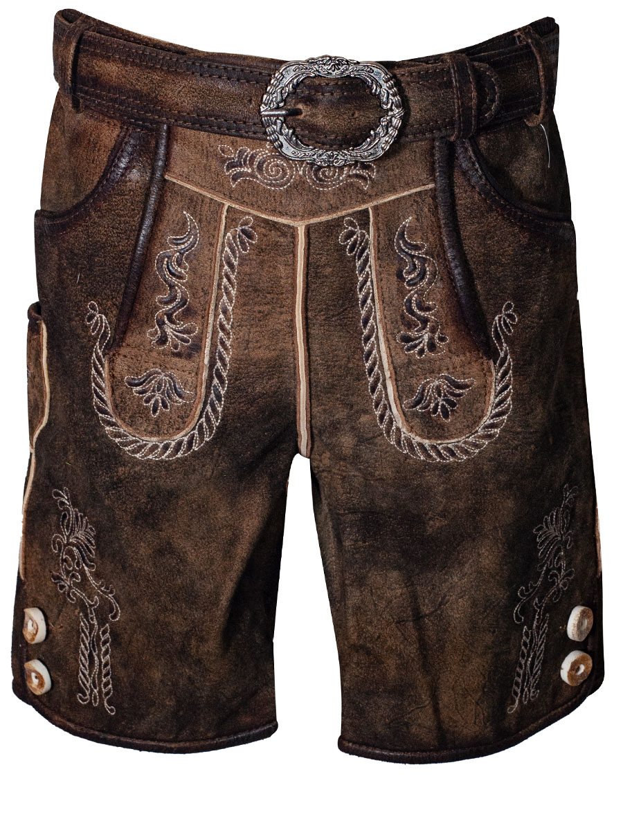 Hammerschmid Zugspitz Lederhose, kurz, braun,  mit Gürtel #1