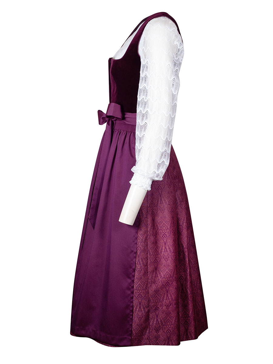 Kaiserjäger Dirndl Dana, Samt, weinrot, festlich, 80lg #2