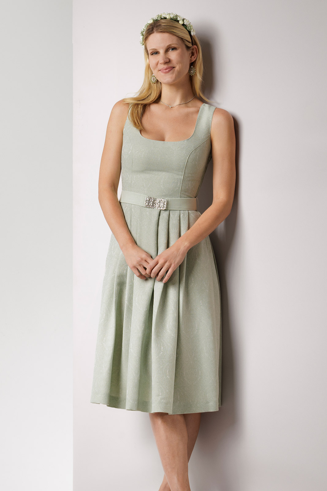 Hiebaum Damenkleid grün, festlich, Gürtel mit Schließe #2