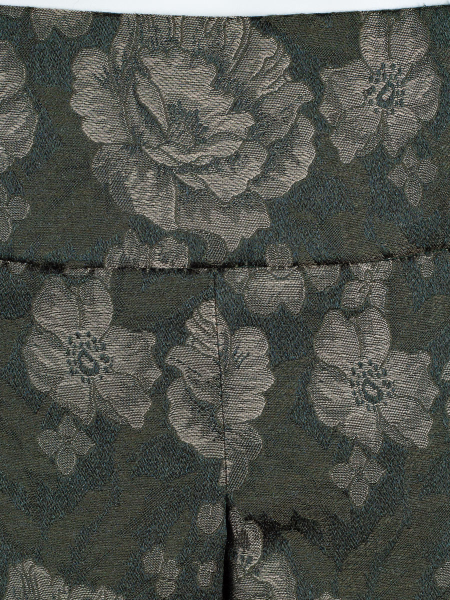 Hiebaum Faltenrock, grün mit beige, Rosenmuster, 75cm #2