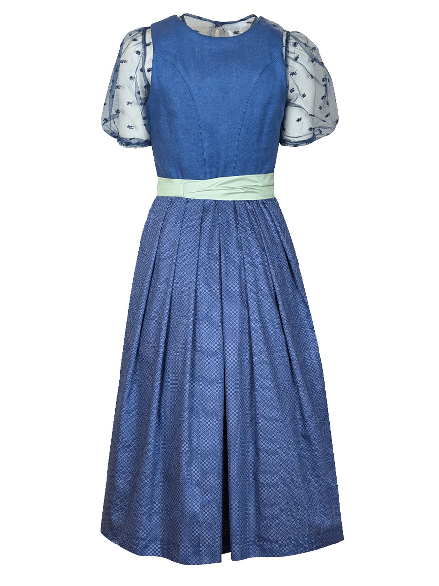Wenger Dirndl Kimberley, stahlblau, Leinen, 80cm #3