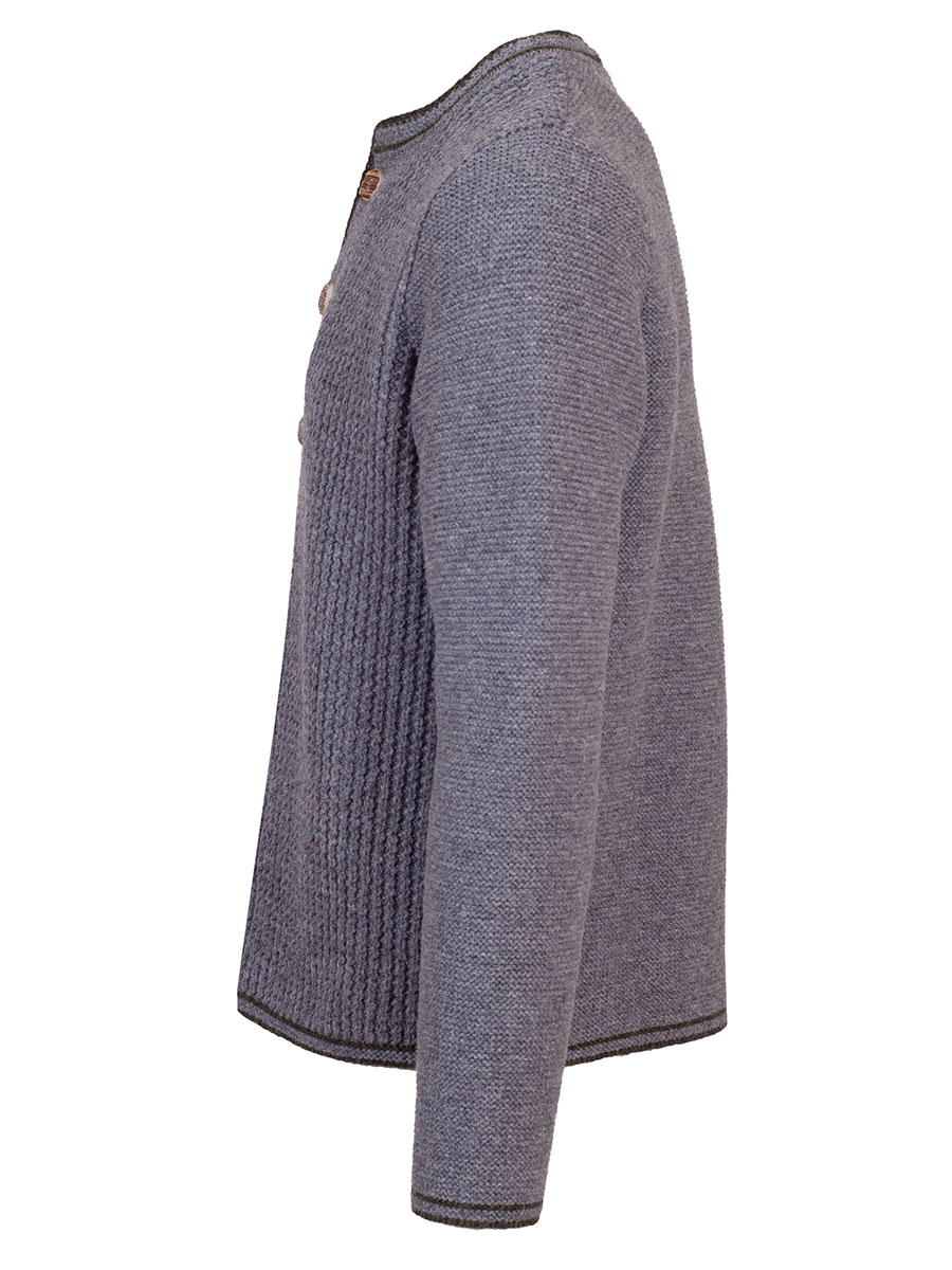 Strickjacke Dominik, hellgrau, grüne Einfassung #2