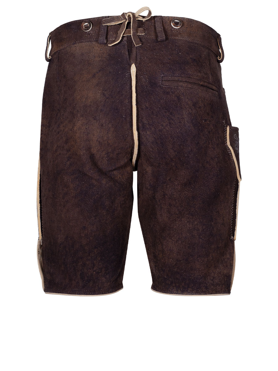 Weinbauer kurze Lederhose Premium, moor, Rothirsch, sämisch, heller Stick #3