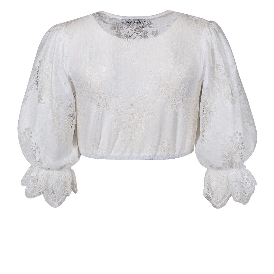 Country Line Dirndlbluse Spitze, creme, hochgeschlossen #2