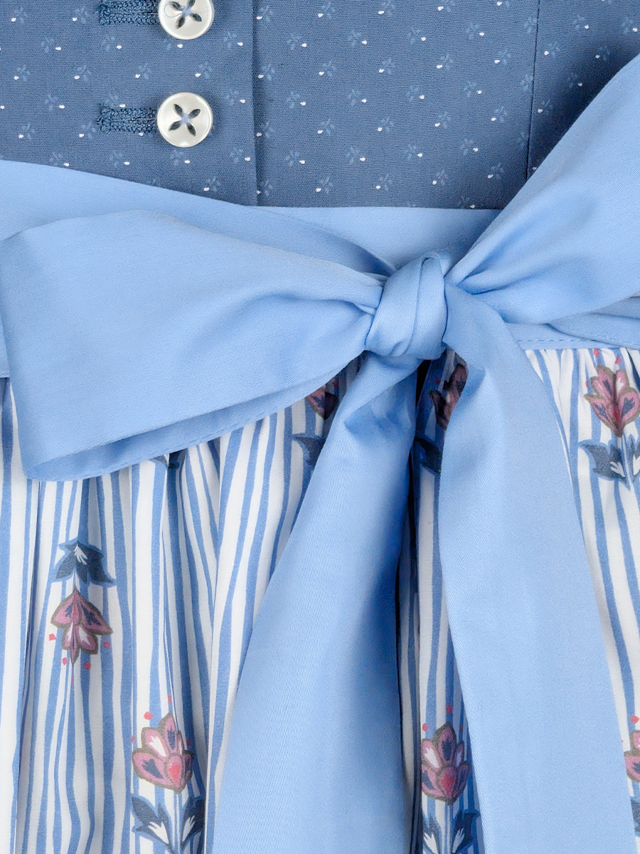 Waldorff Dirndl Cali, blau, Schürze mit rosa Blumen, 80lg #3