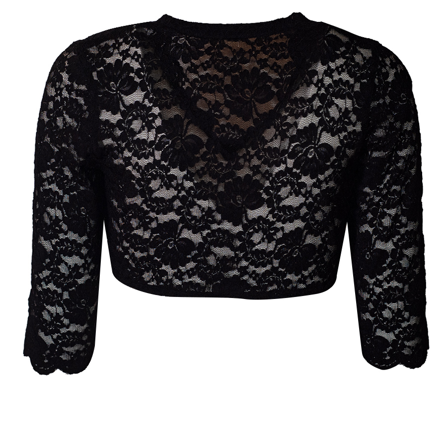 Waldorff Spitzen-Dirndlbluse schwarz, 3/4-Arm, V-Ausschnitt, Wickeloptik #2
