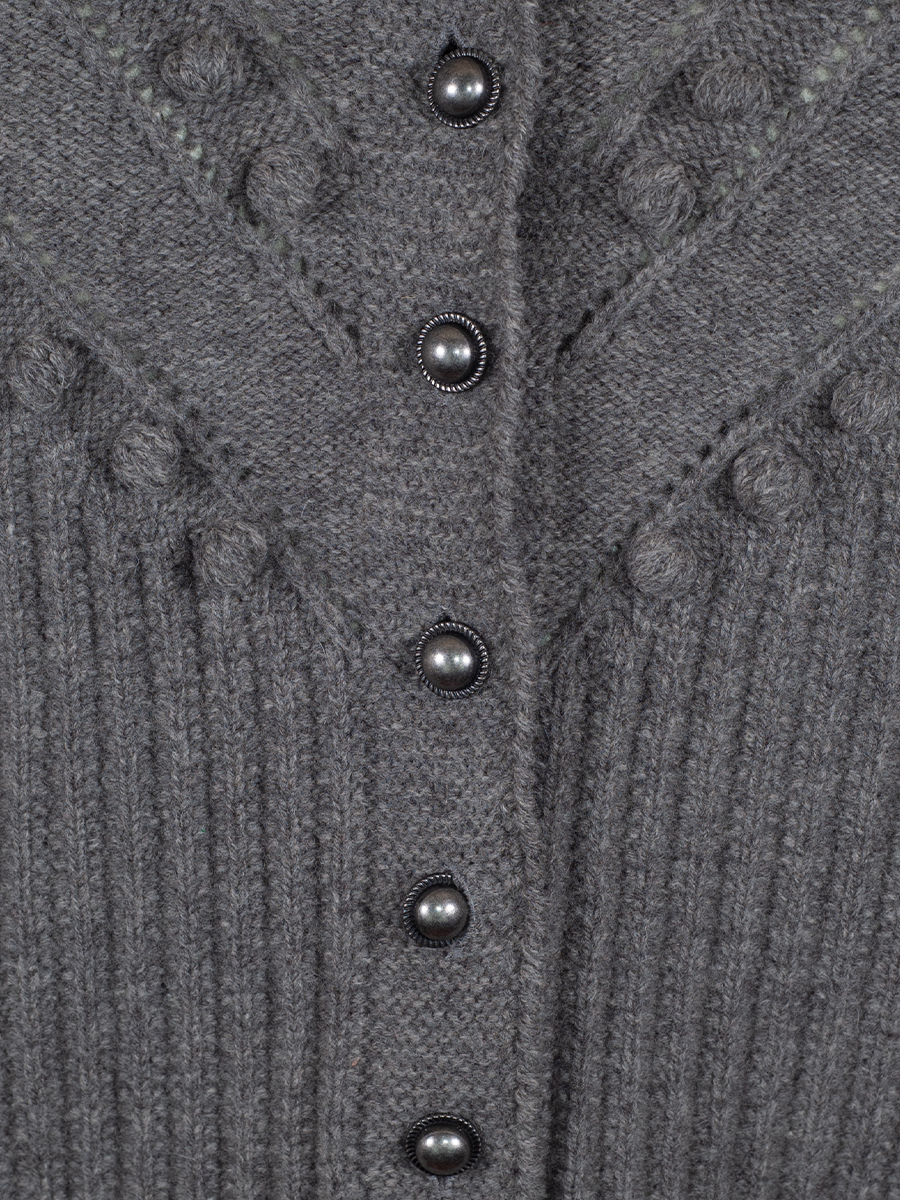 fei scho schee Damen Strickjacke midgrey, Noppenmuster #4