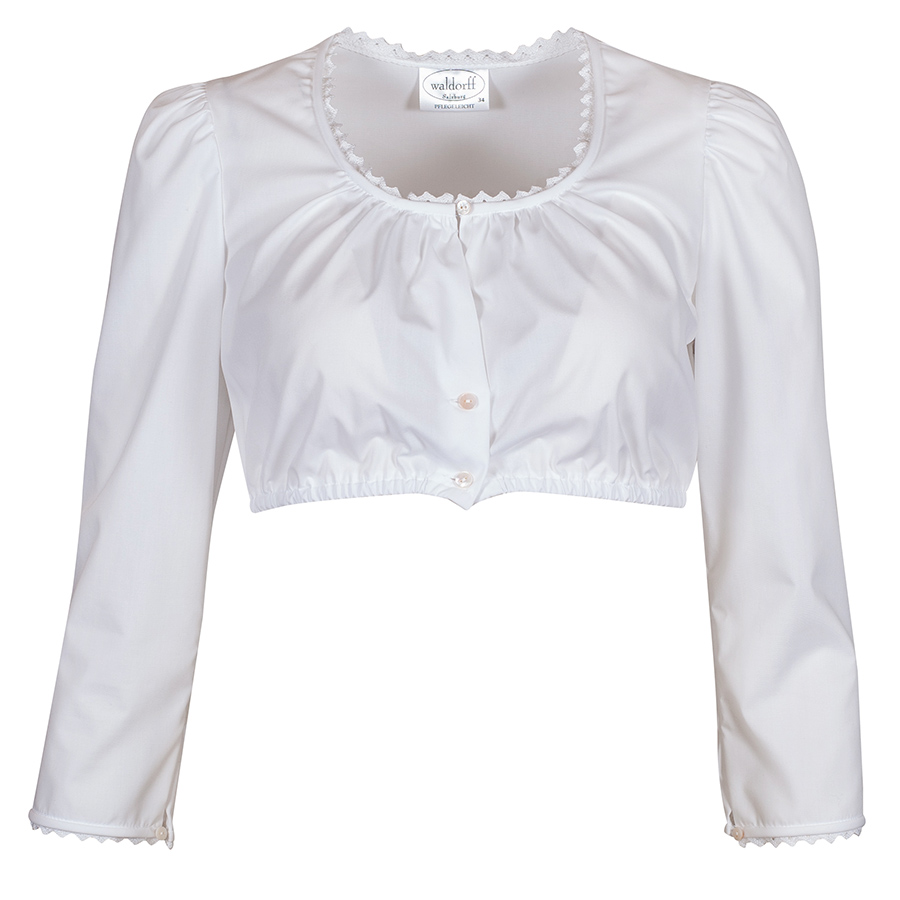 Waldorff Dirndlbluse Gabriela weiß, festlich, 3/4-Arm, Zackenspitze #1