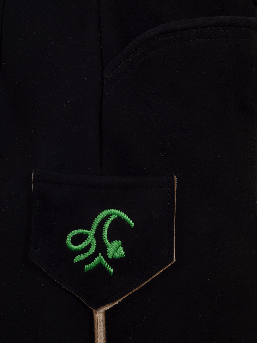 hausg´macht Lederhose Originaltracht, Schliersee, Handstick-Optik, Hirsch, hellgrün #6
