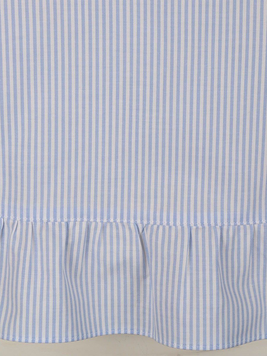 Waldorff Damenbluse, hellblau-weiß gestreift, Volantabschlüsse #4