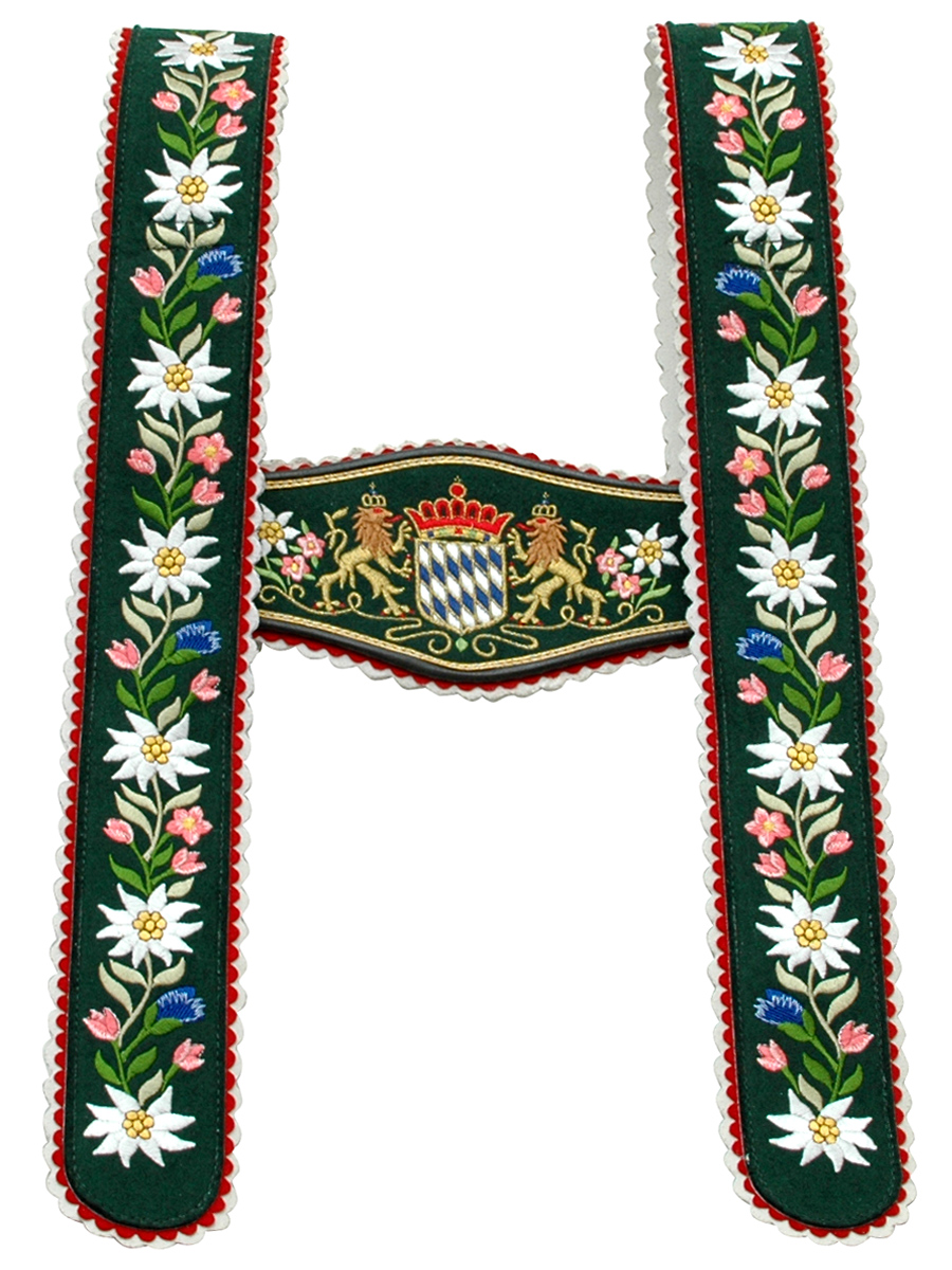 Träger Nr.5 Werdenfels grün, bestickt, Löwe #1