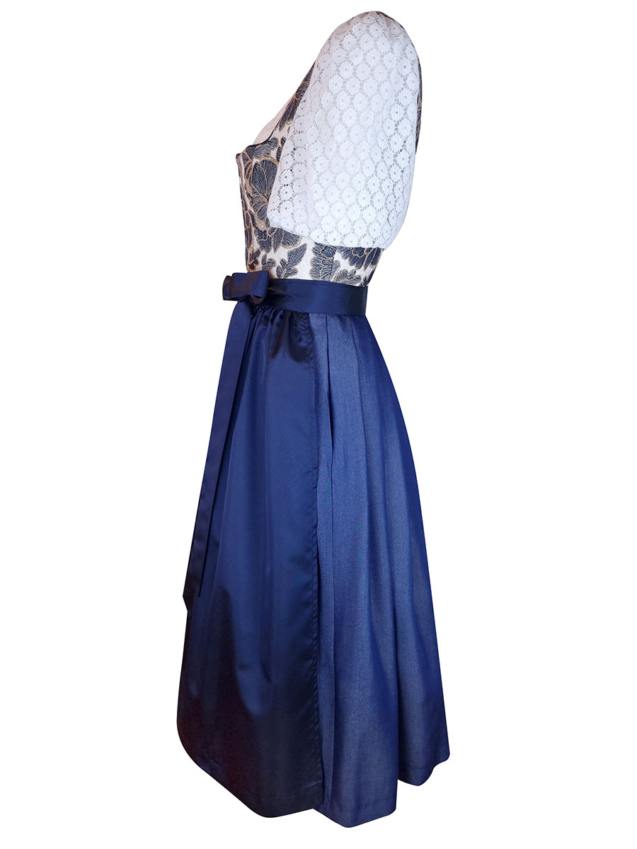 Berwin & Wolff Dirndl blau, festlich, Blumenstick, 80lg #3