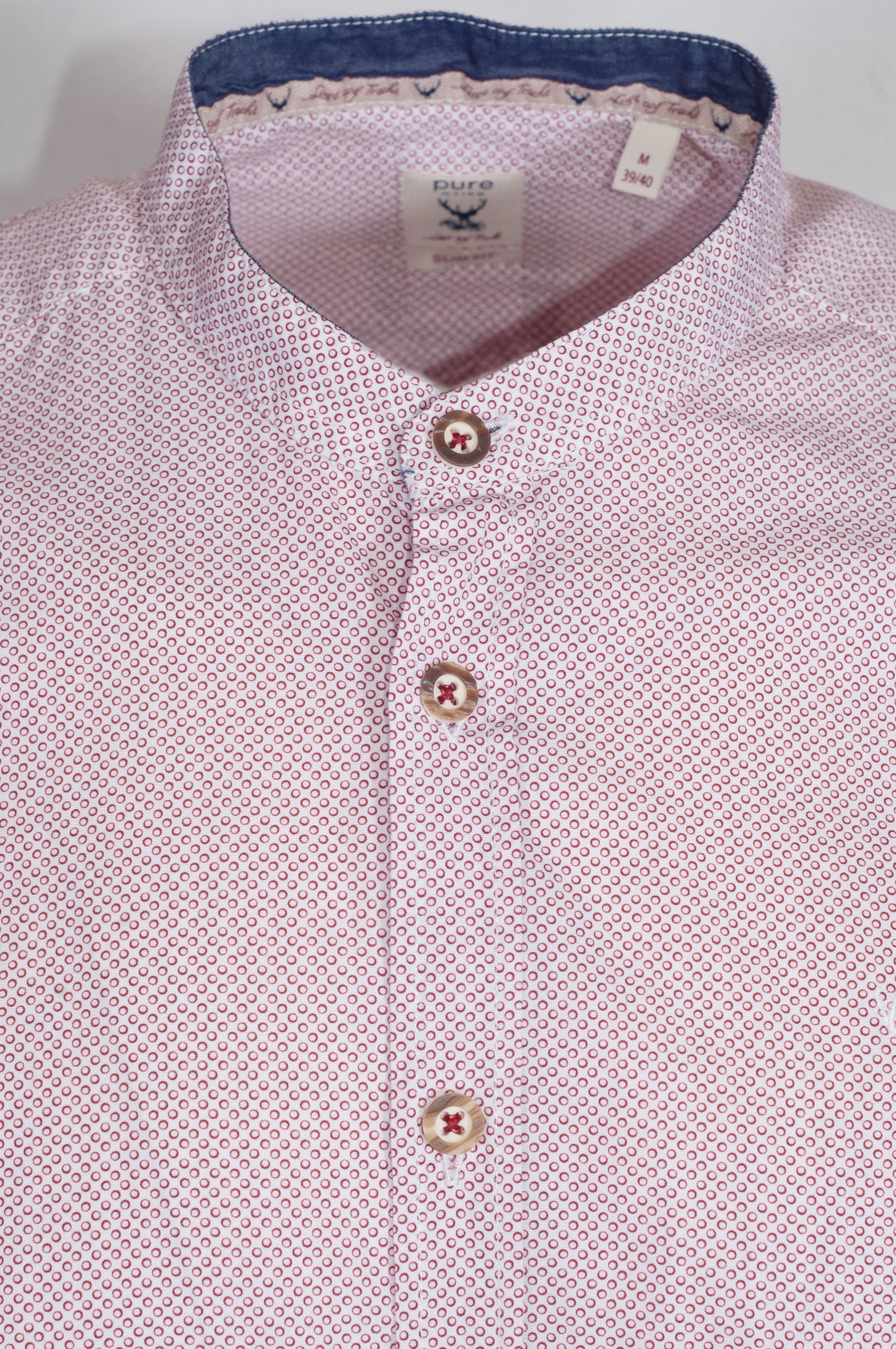 Hatico Herrenhemd, rot gemustert, Stehkragen, SlimFit, durchgeknöpft #2