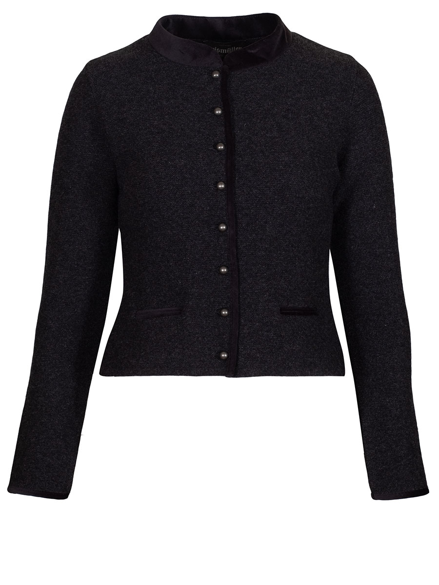Astrifa Strickjacke Ruhpolding, graphit, grau, schwarzer Samtkragen #1