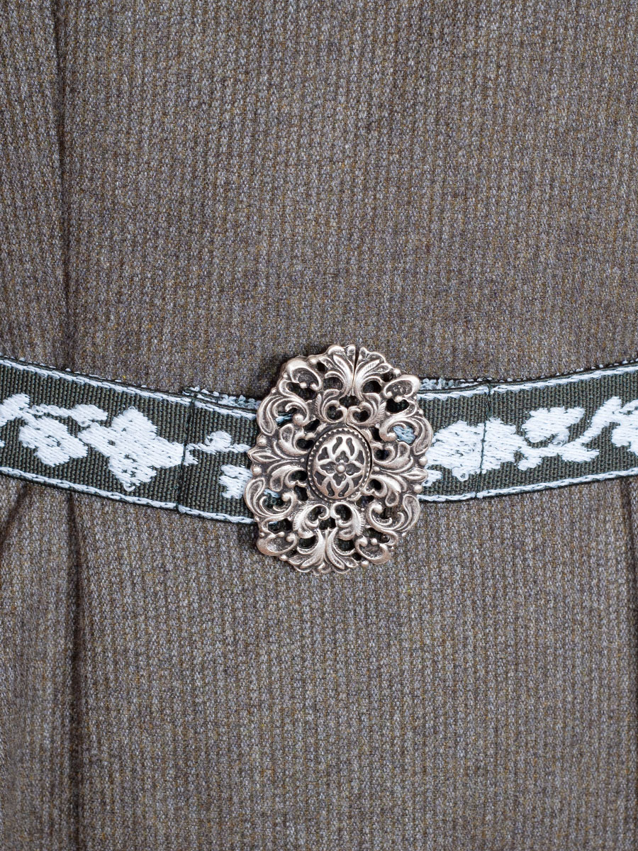 Feli und Hans Damenkleid Kezia, hochgeschlossen, oliv-anthrazit, Gürtel #3