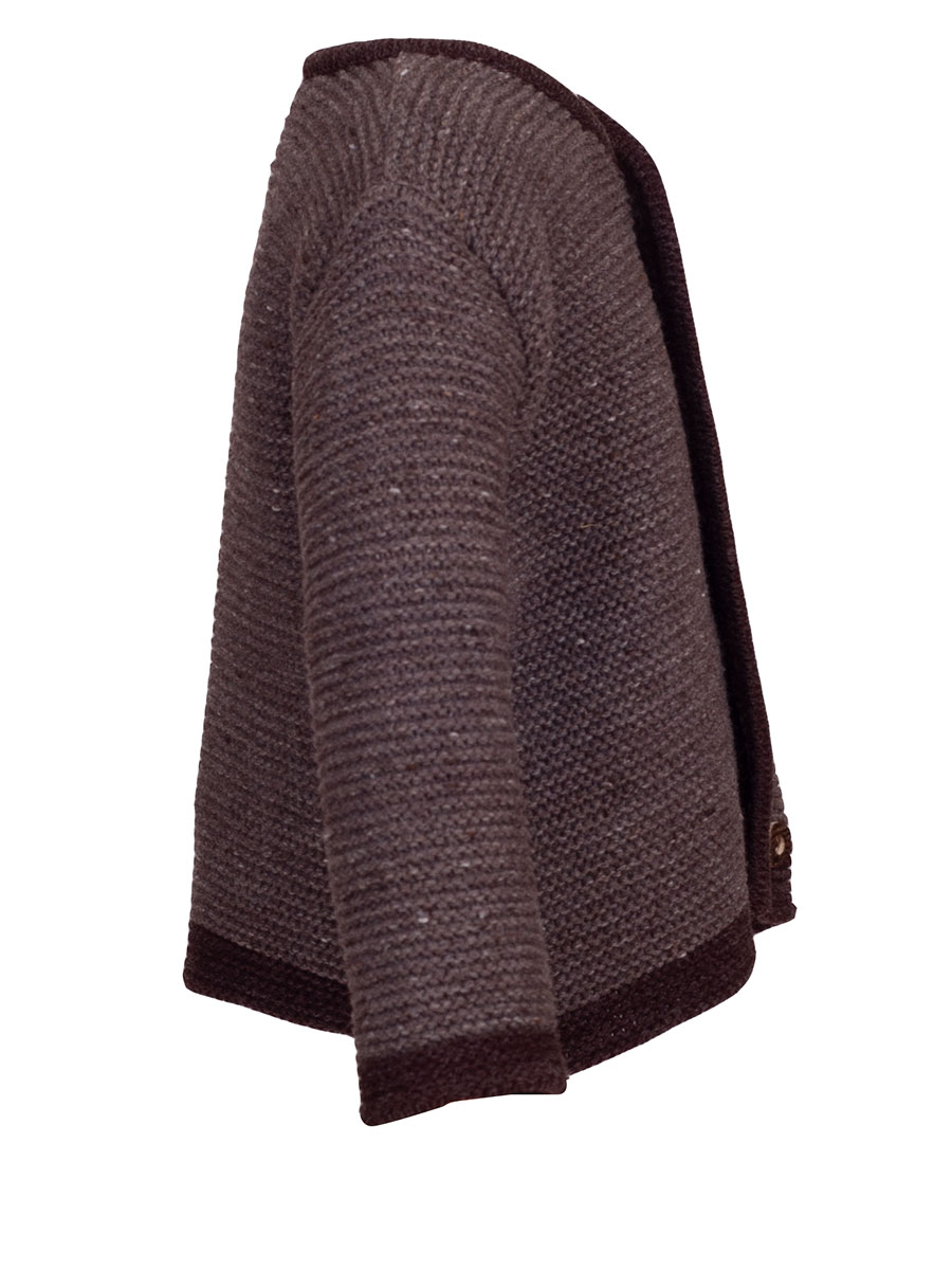 Ederer Kinderstrickjacke, Buben, braun meliert, braune Einfassung #2