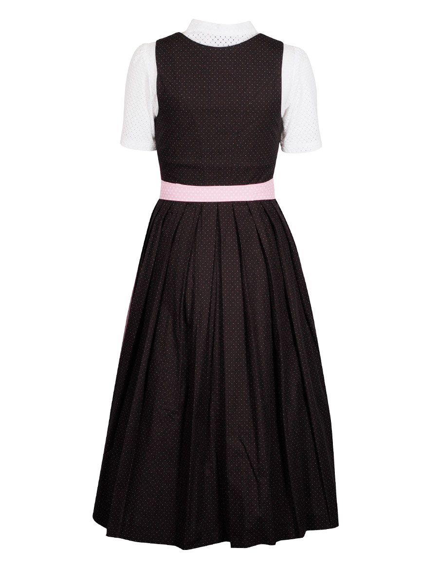 hausg'macht Dirndl Pillersee, schwarz, gemustert, rosa Schürze, 80cm #4