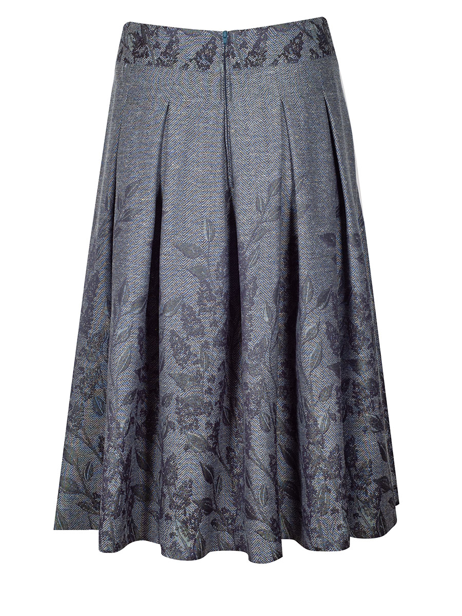 Hiebaum Faltenrock Damen, grün, Blumenmuster, gewebt, festlich #4