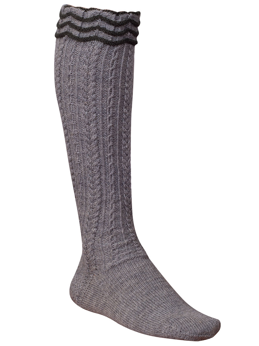 hausg'macht Umschlagstrumpf Werdenfels, mittelgrau-lodengrün, handgefertigt #1