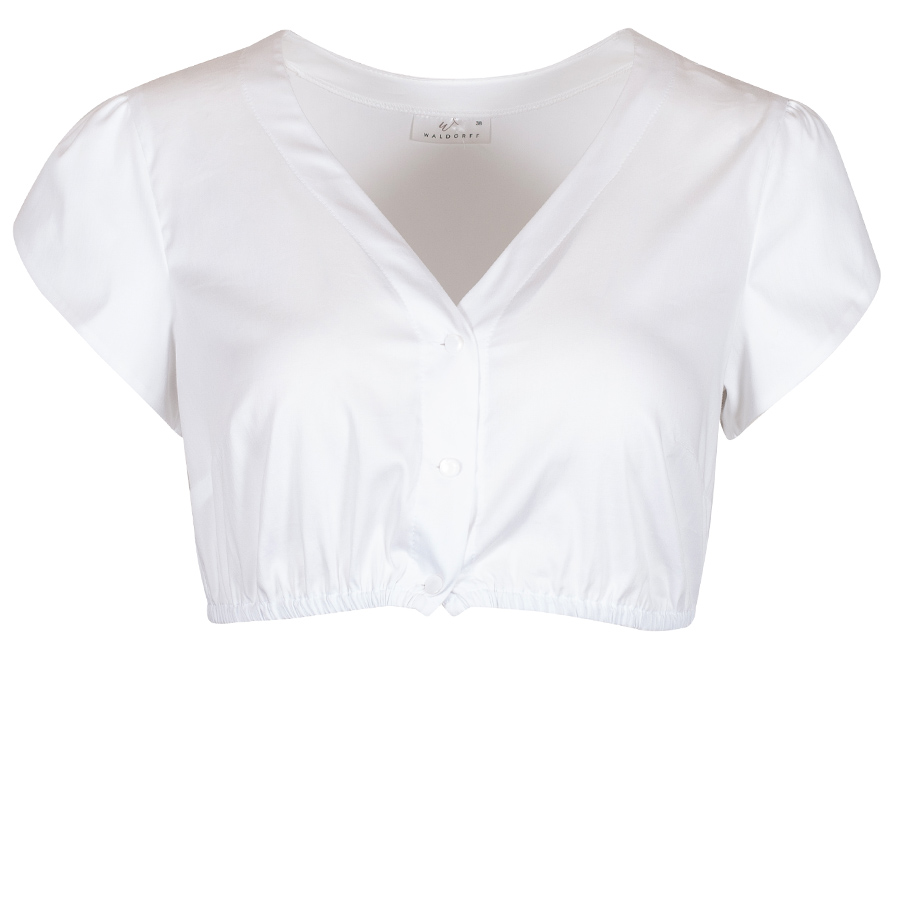 Waldorff Dirndlbluse weiß, V-Ausschnitt, Kurzarm, Wickeloptik #1